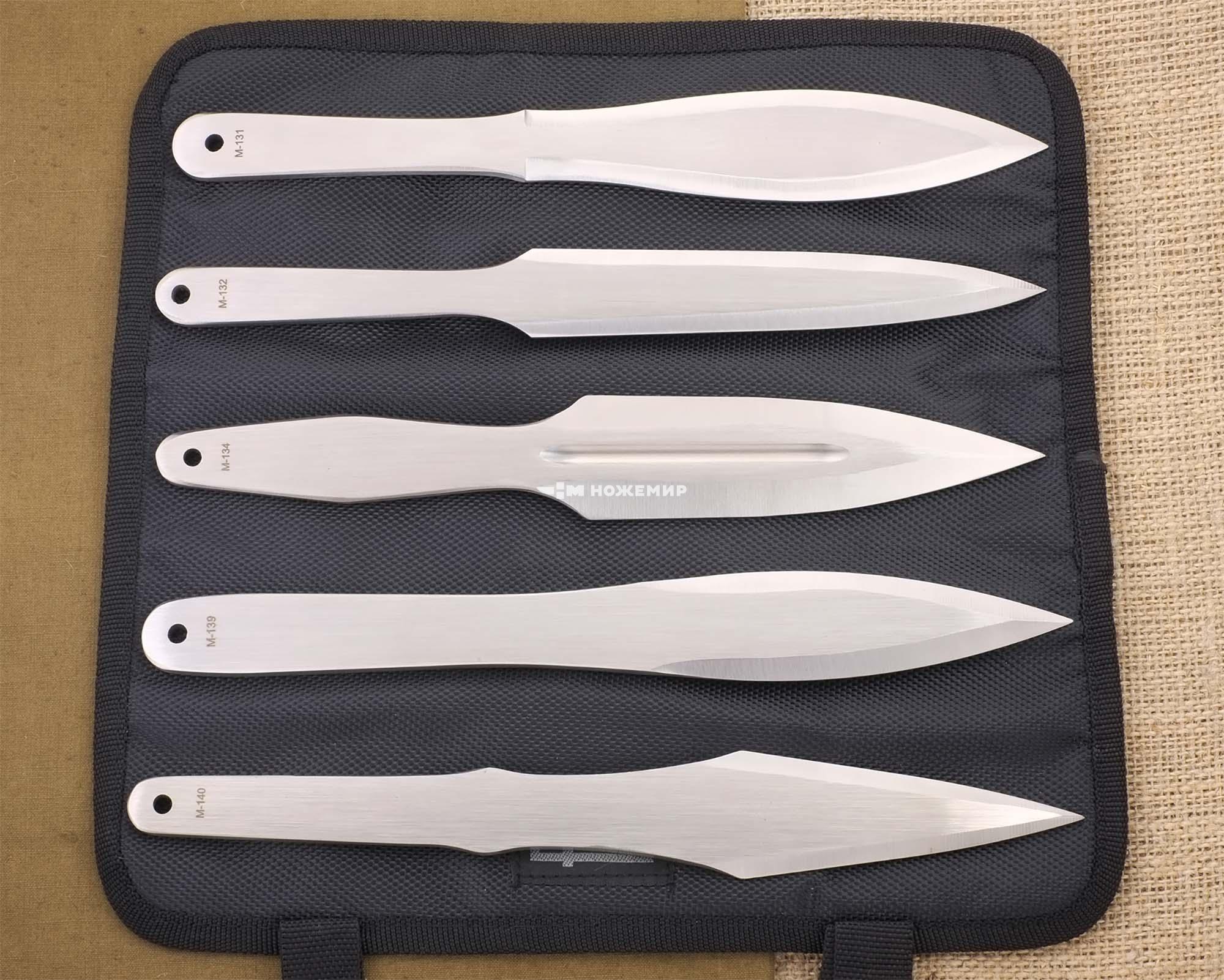 Набор разных ножей метательных 5 шт Ножемир Баланс M-5000S в чехле свертке