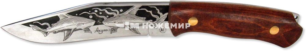 Нож туристический цельнометаллический Кизляр АКУЛА2-ЦМ (2515) с кожаными ножнами