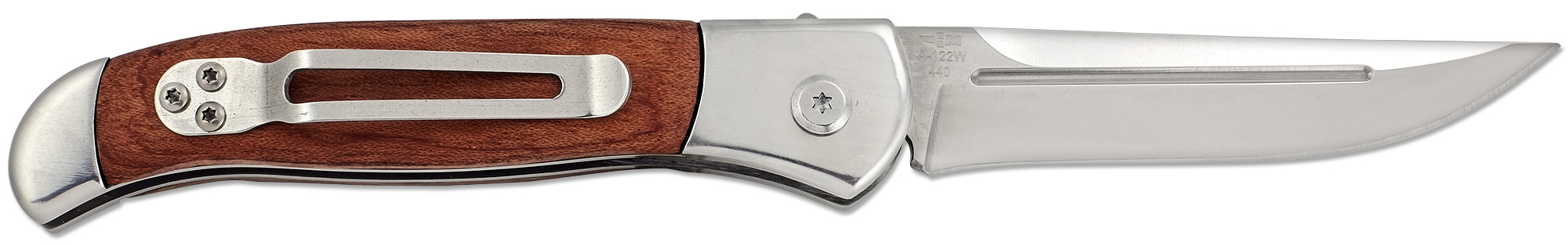 Нож автоматический с деревянной ручкой и клипсой Ножемир Чёткий расклад Garm A-122W