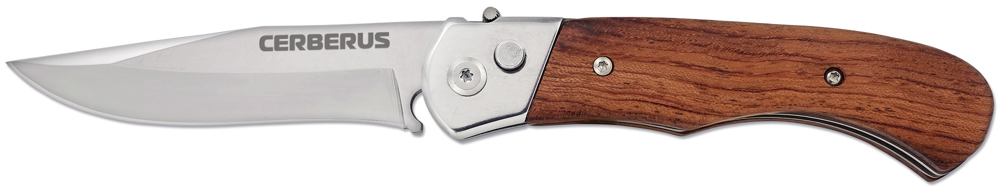 Нож автоматический с деревянной ручкой и клипсой Ножемир Чёткий расклад Cerberus A-136W