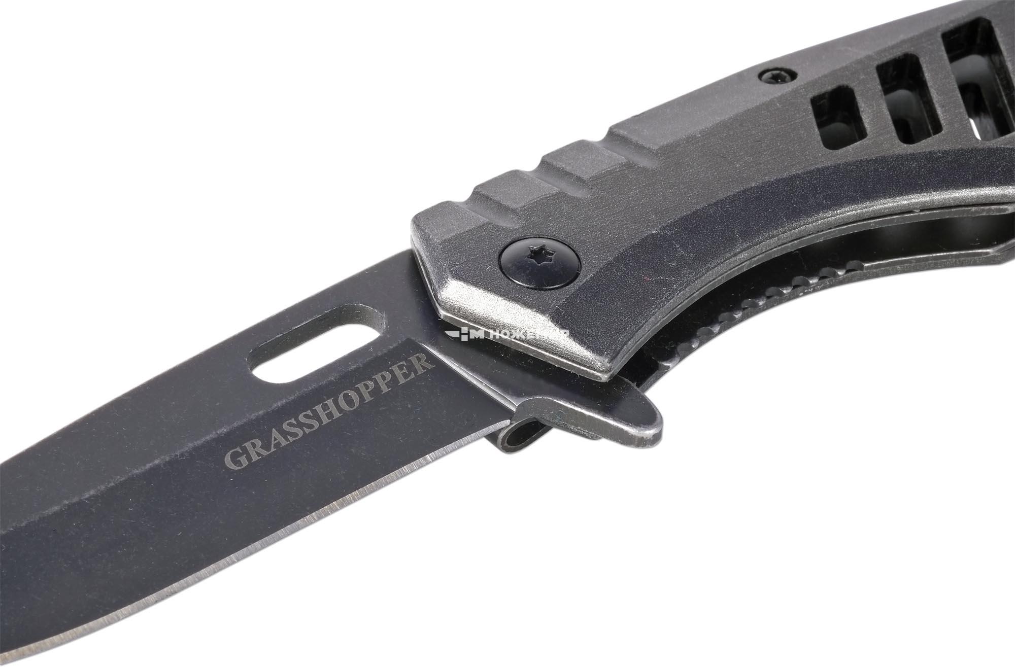 Нож автоматический с металлической рукоятью и клипсой Чёткий расклад Grasshopper A-151