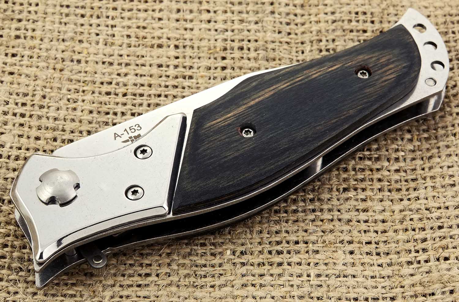Нож автоматический выкидной с деревянной ручкой Ножемир Хариус A-153