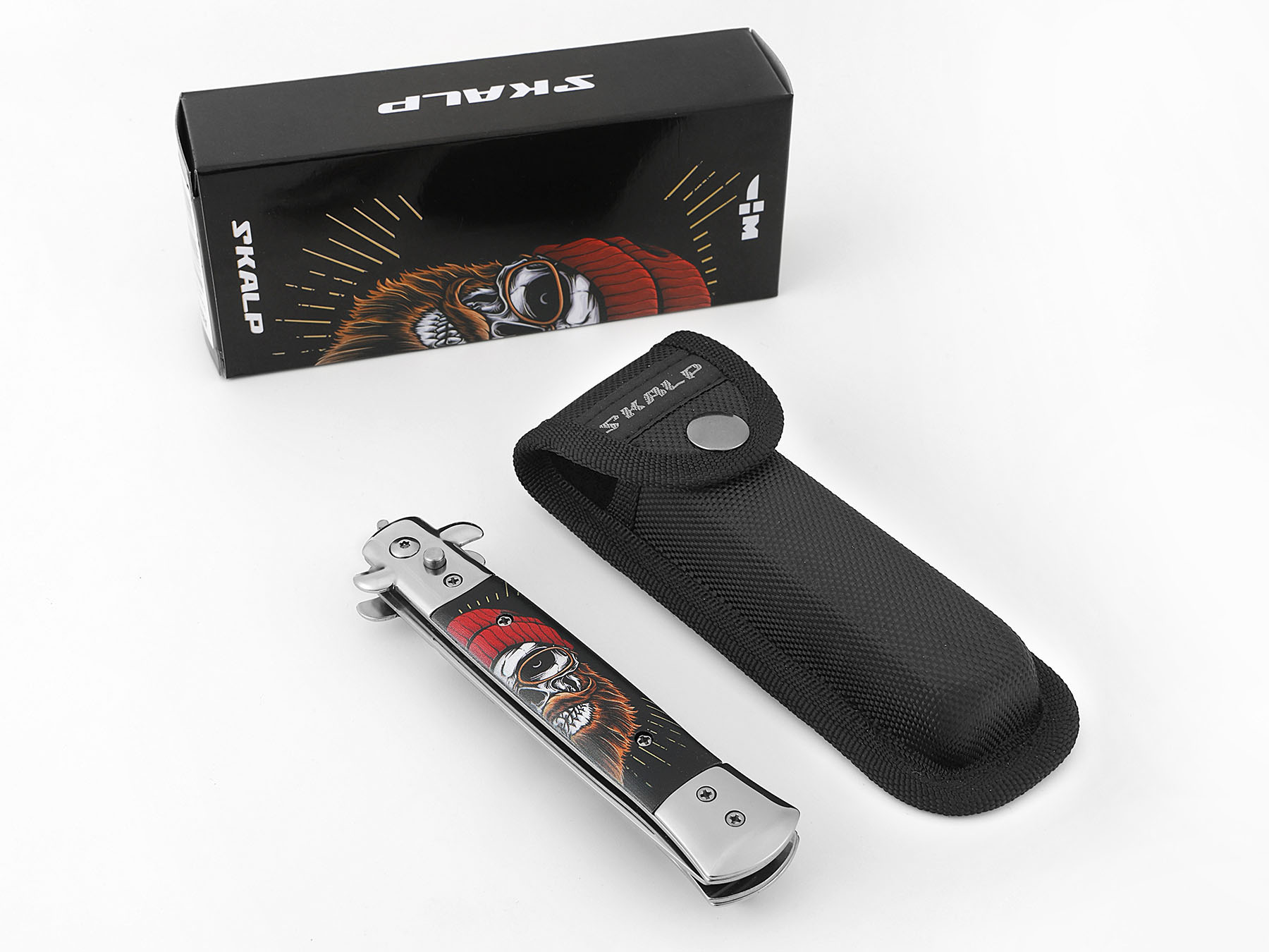 Расческа выкидная подарочная Ножемир SKALP ABRV-102 с принтом и чехлом