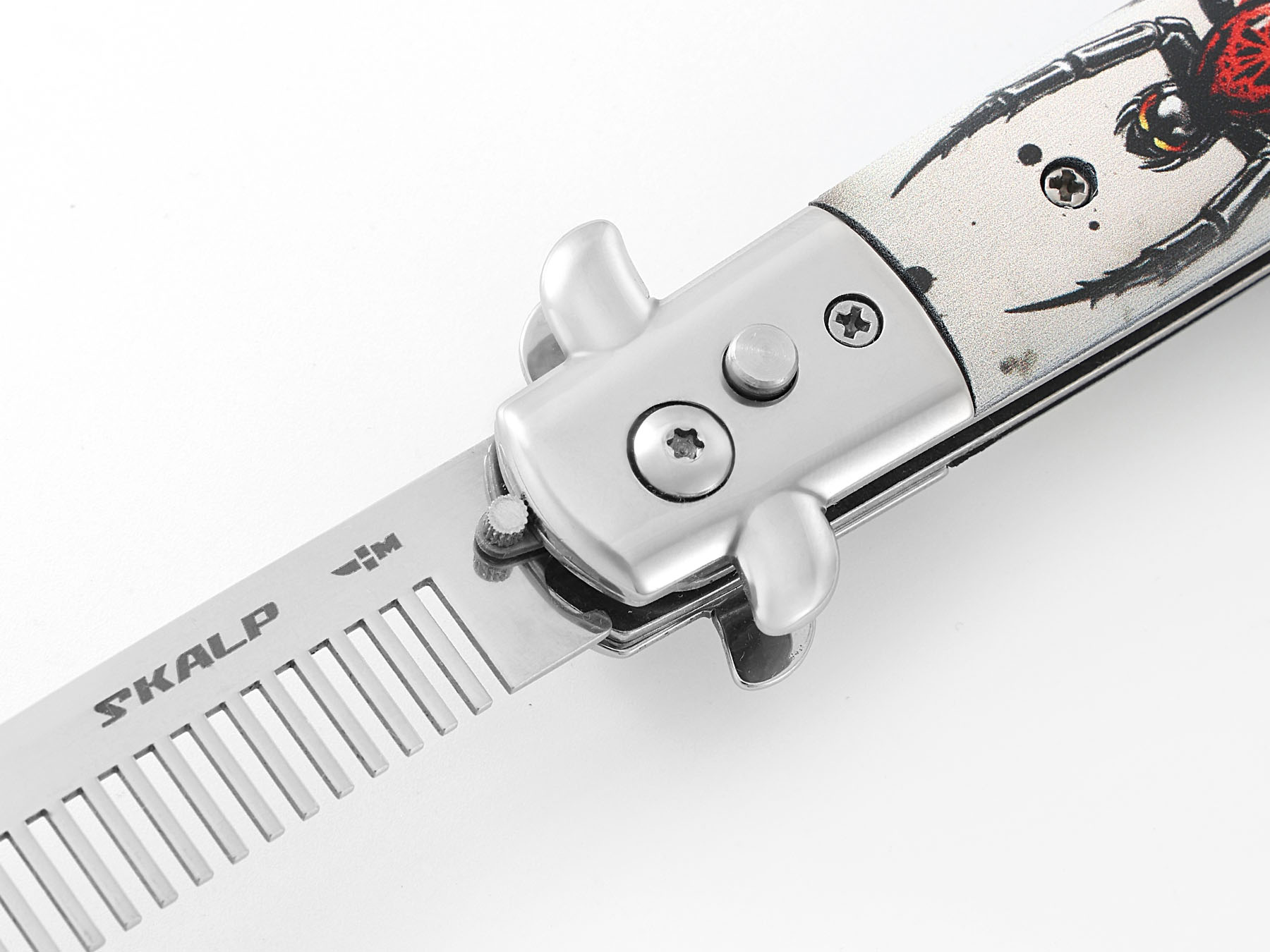 Расческа выкидная подарочная Ножемир SKALP ABRV-103 с изображением паука