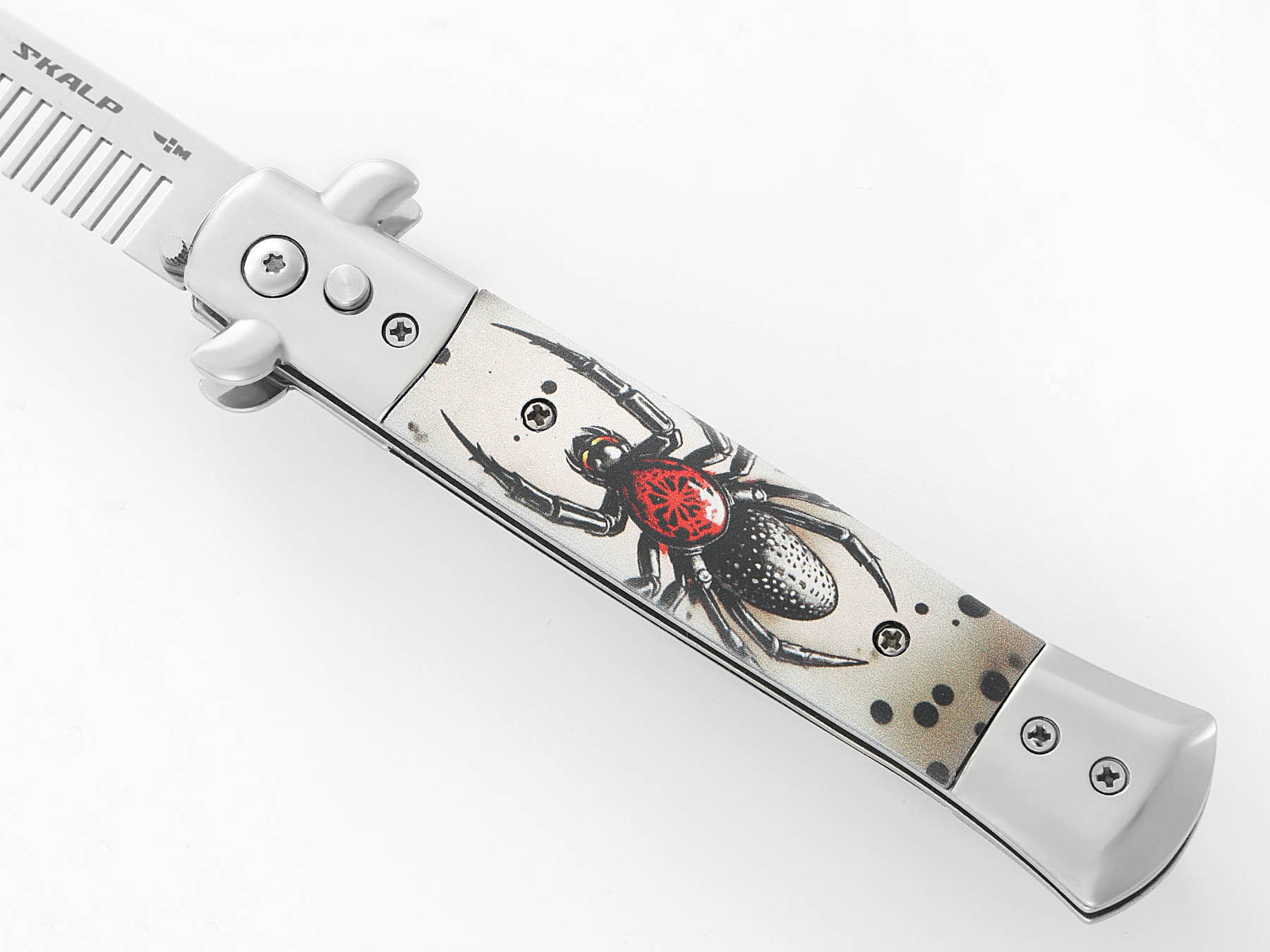 Расческа выкидная подарочная Ножемир SKALP ABRV-103 с изображением паука