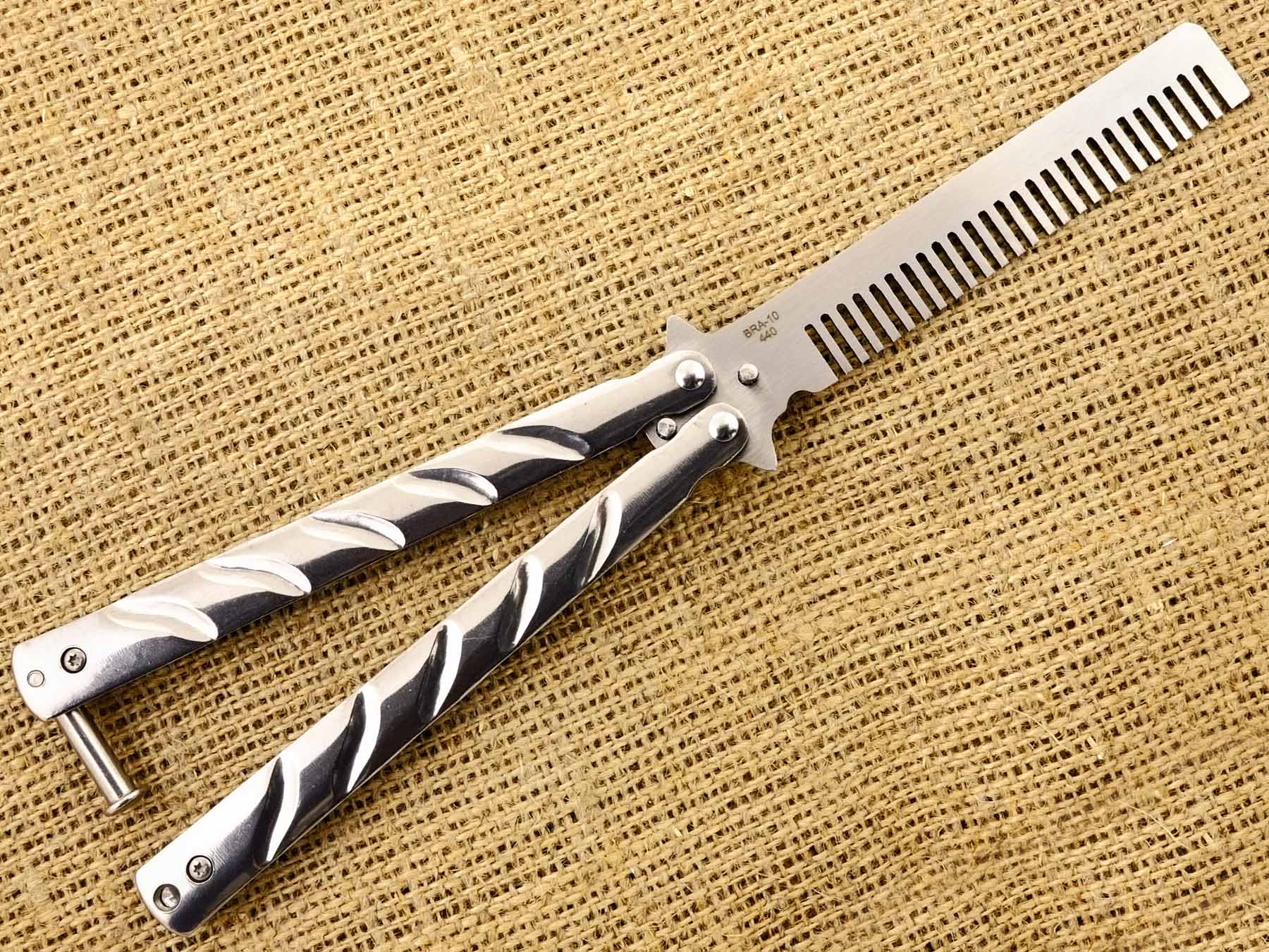 Нож тренировочный бабочка с клинком расческой Ножемир SKALP BRA-10