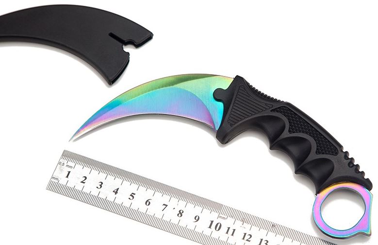 Нож керамбит цельнометаллический цвет градиент (радужный) из игры CS GO Ножемир H-230 GRAD