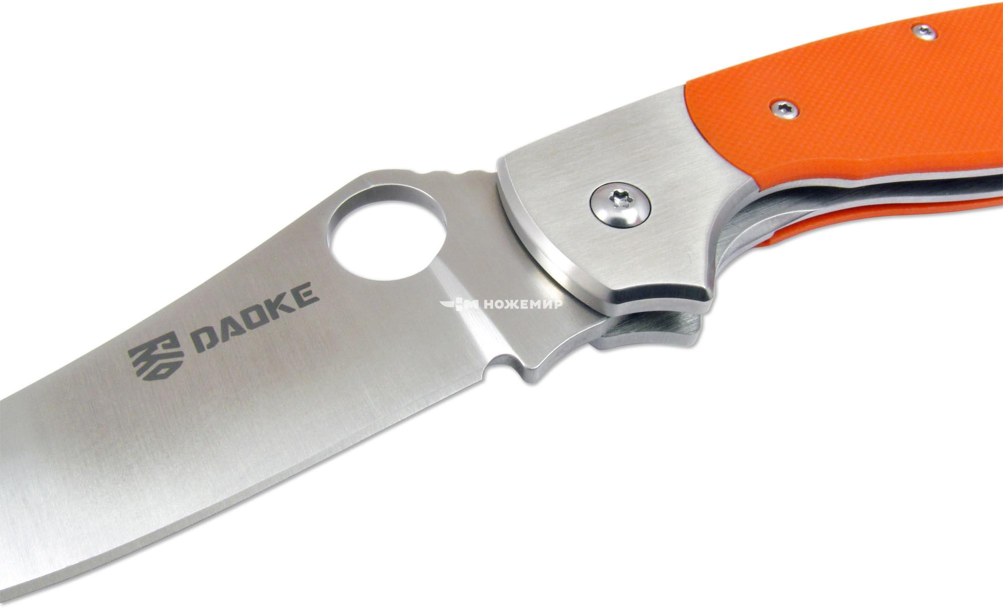 Нож складной с клинком из стали 440C и оранжевой рукоятью G-10 DAOKE D512o