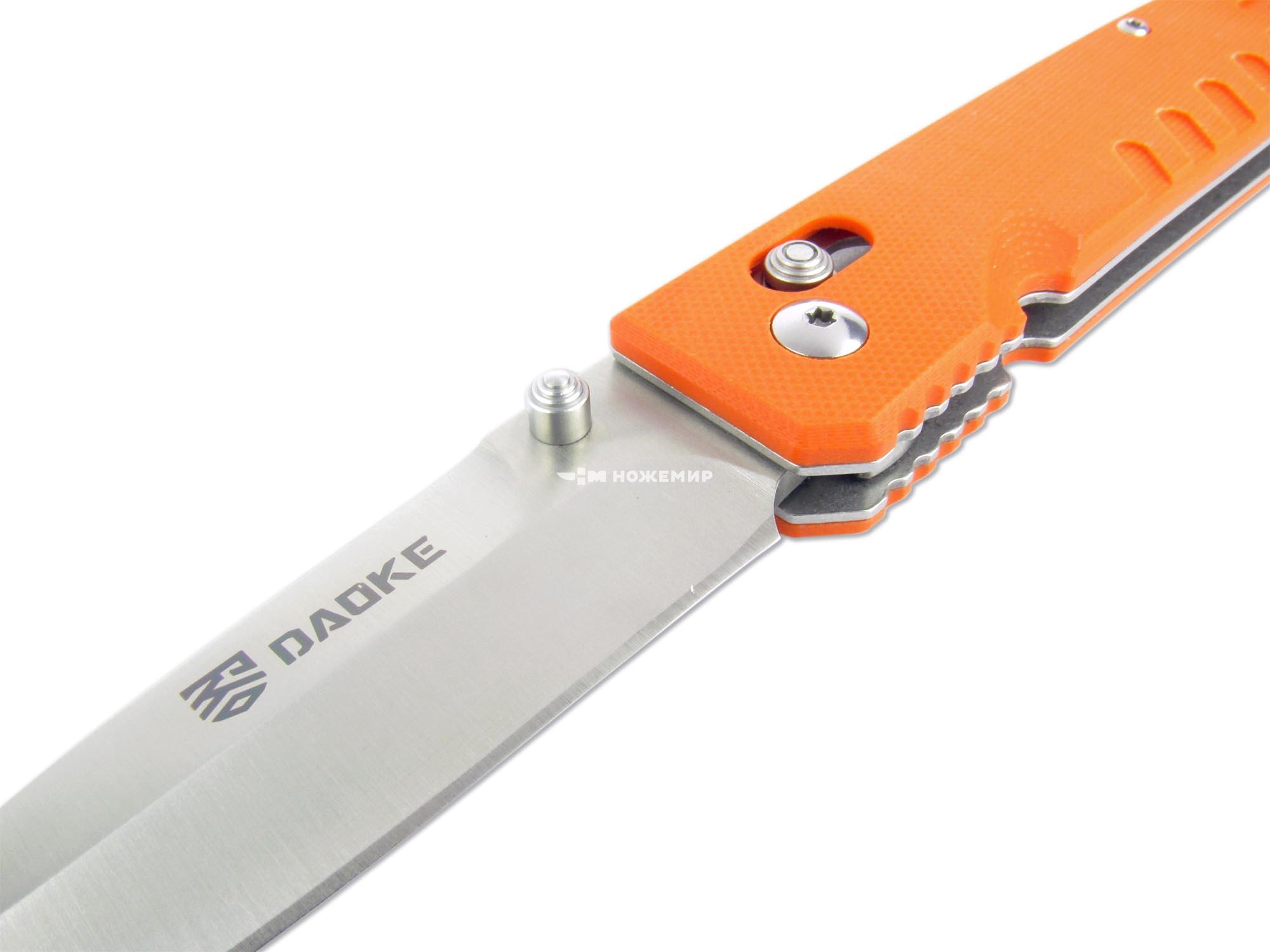 Нож складной с клинком из стали 440C и оранжевой рукоятью G-10 DAOKE D611o