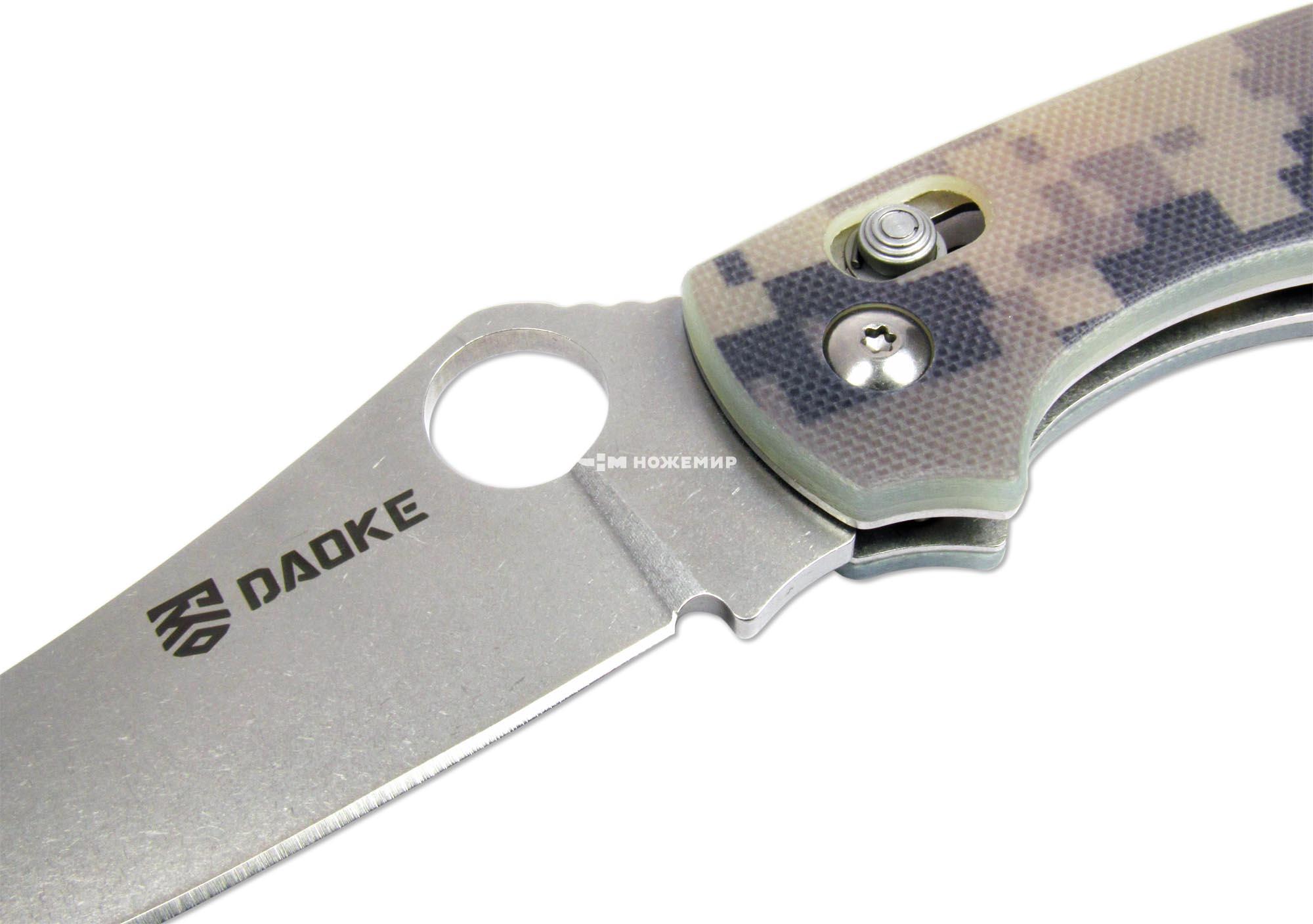 Нож складной с клинком из стали 440C и рукоятью G-10 камуфляж DAOKE D619c
