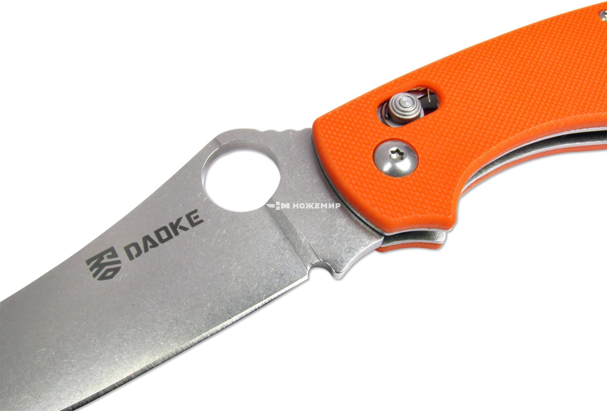 Нож складной с клинком из стали 440C и оранжевой рукоятью G-10 DAOKE D619o