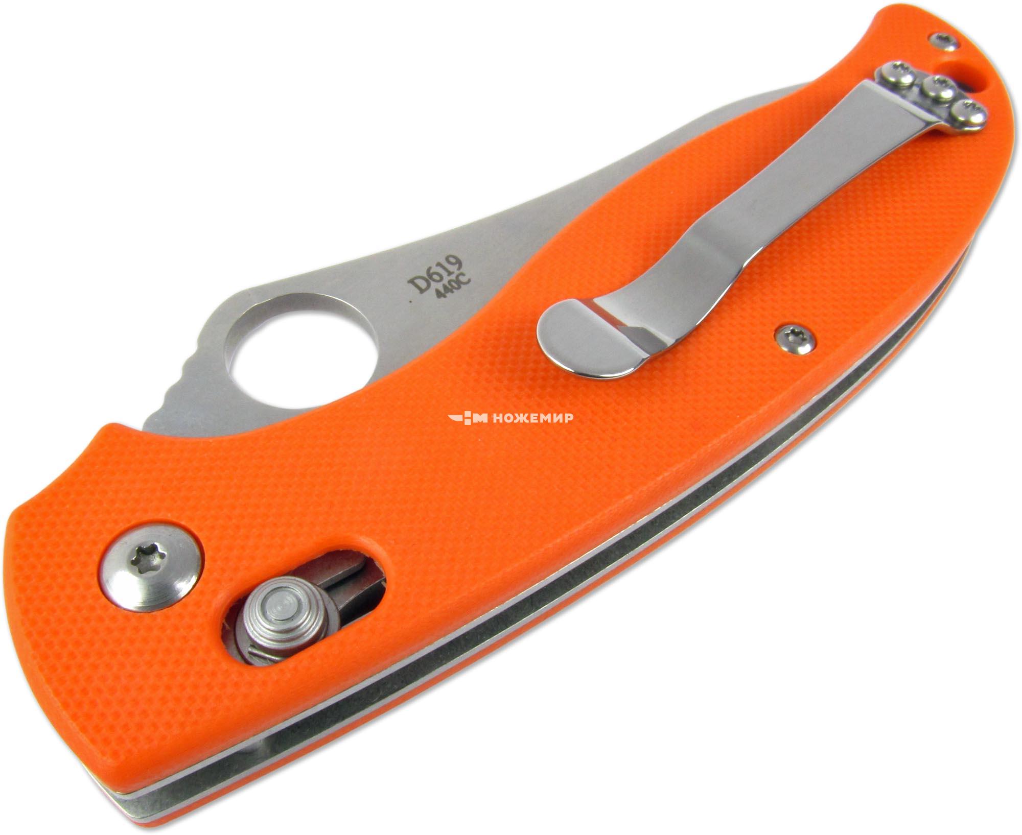 Нож складной с клинком из стали 440C и оранжевой рукоятью G-10 DAOKE D619o