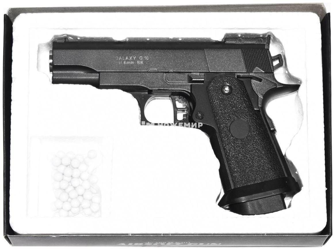 Страйкбольный пистолет пружинный Colt 1911 PD mini black Galaxy G10