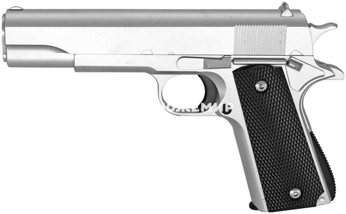 Страйкбольный пистолет софтэйр пружинный Colt 1911 silver Galaxy G13S