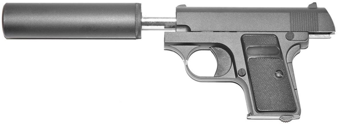 Страйкбольный пистолет софтэйр пружинный с глушителем Colt 25 Galaxy G1A