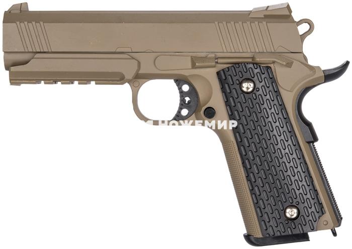 Страйкбольный пистолет софтэйр пружинный Galaxy G25D Colt 1911PD Rail