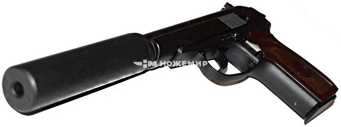 Страйкбольный пистолет Макарова ПМ цельнометаллический с глушителем Galaxy G29A