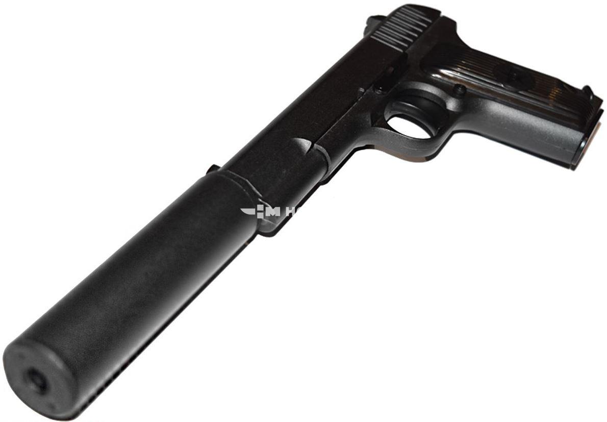 Страйкбольный пистолет софтэйр пружинный с глушителем Galaxy G33A TT