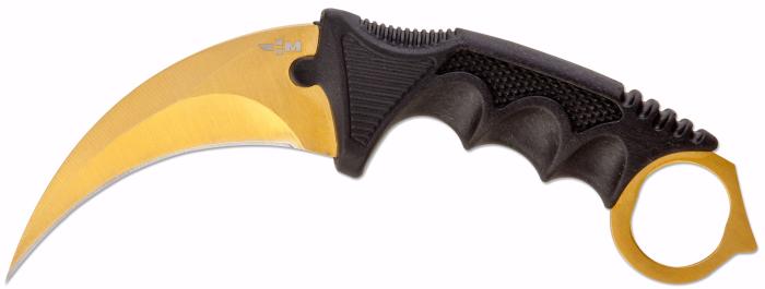Нож керамбит цельнометаллический золотой с пластиковыми ножнами из CS GO Ножемир H-230 GOLD