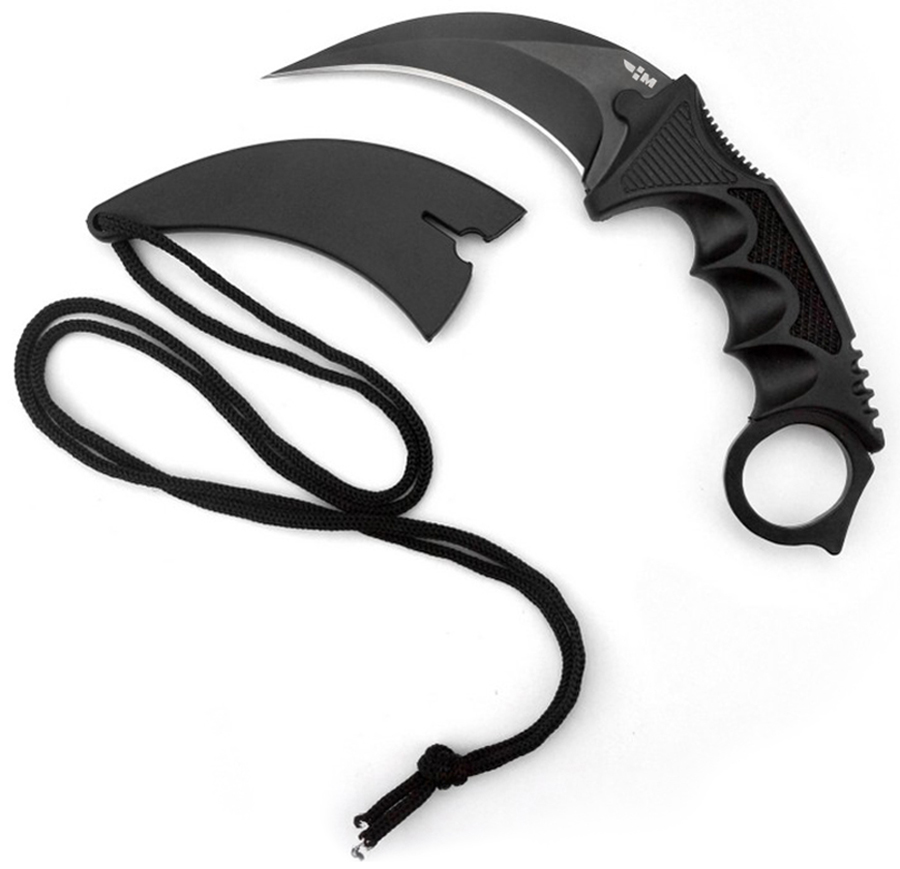 Нож керамбит металлический чёрный с пластиковыми ножнами из игры CS GО Ножемир H-230 BLACK