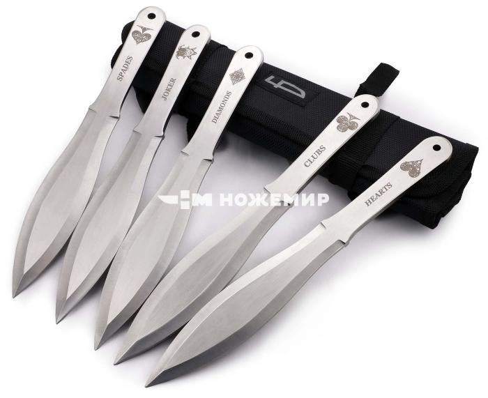Набор ножей метательных 5 шт карточные масти Ножемир Баланс M-131SM в кордуровом чехле