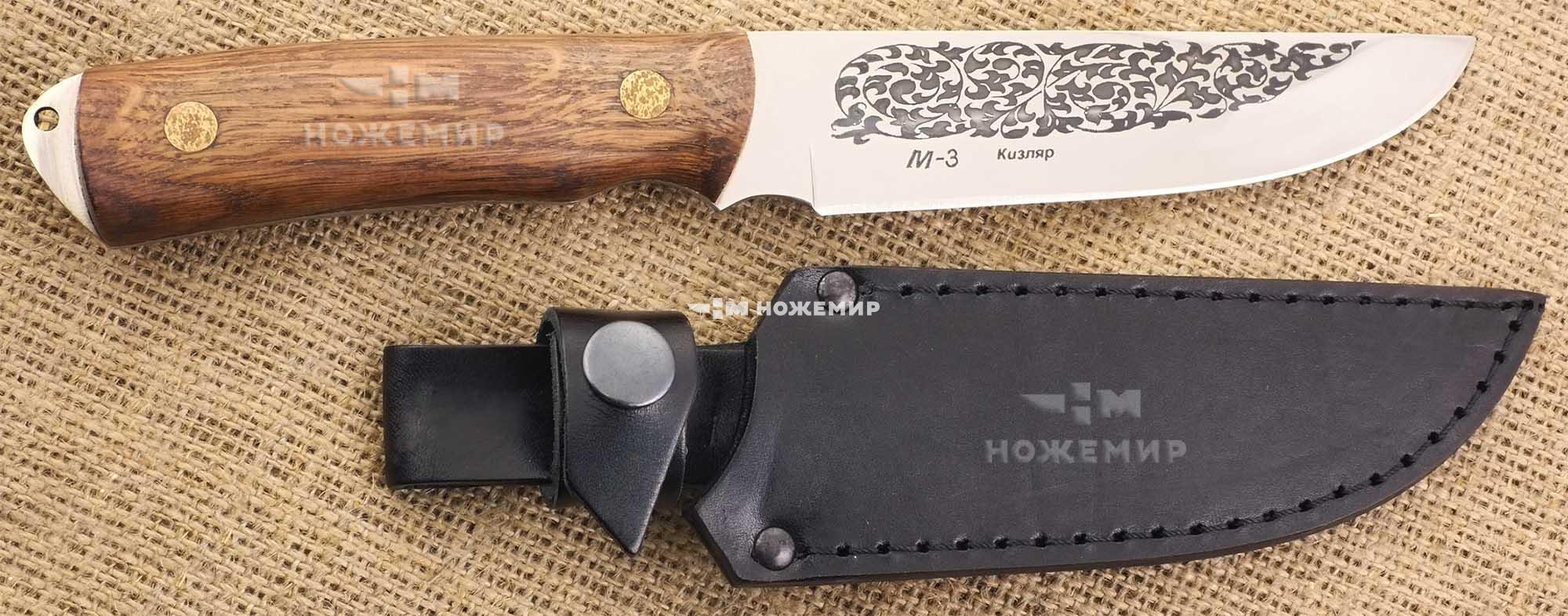 Нож туристический цельнометаллический Кизляр М3-ЦМ (9104) с кожаным чехлом