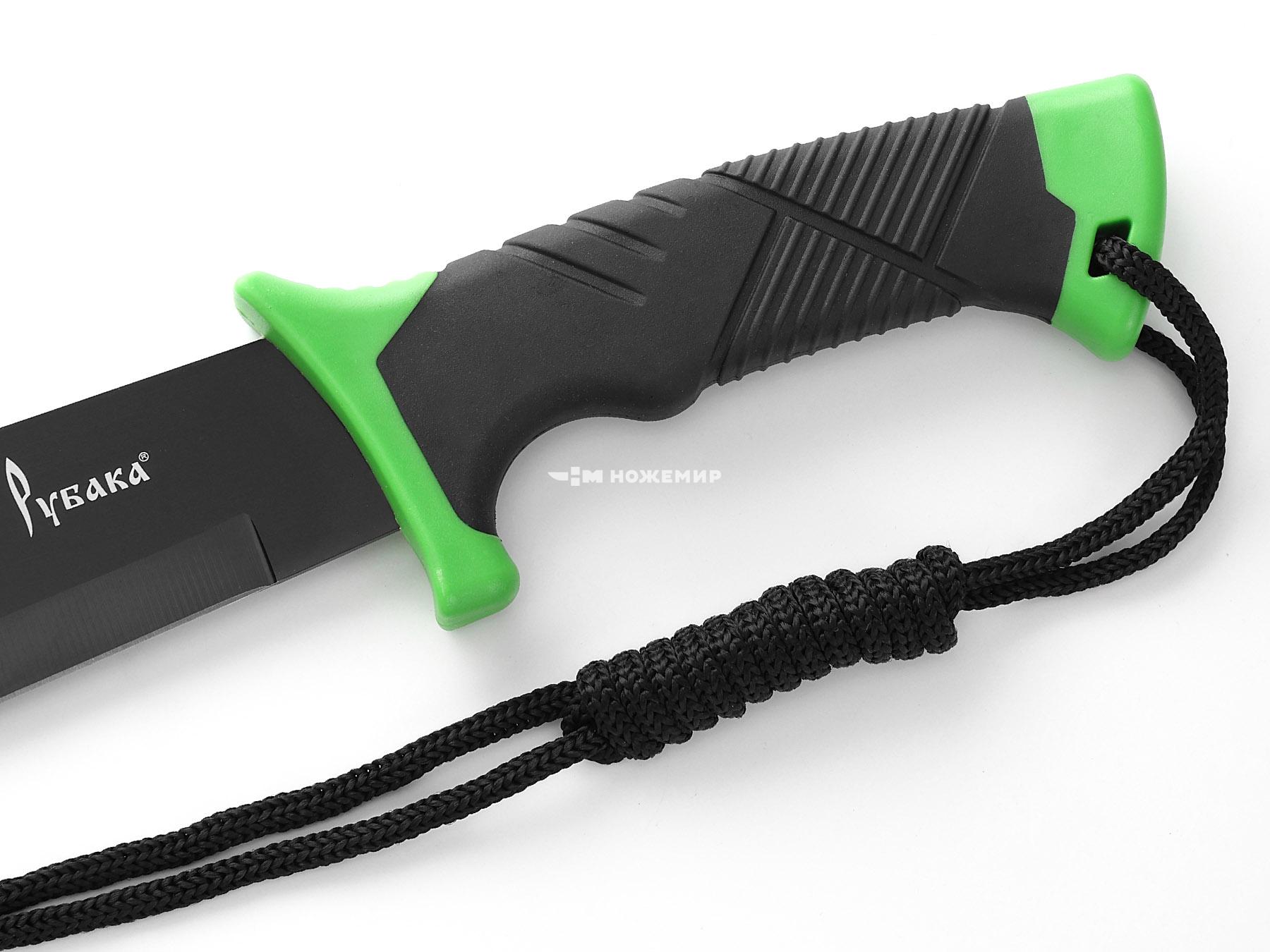 Мачете туристический нож с черным клинком Рубака T146RUG с темляком и ножнами