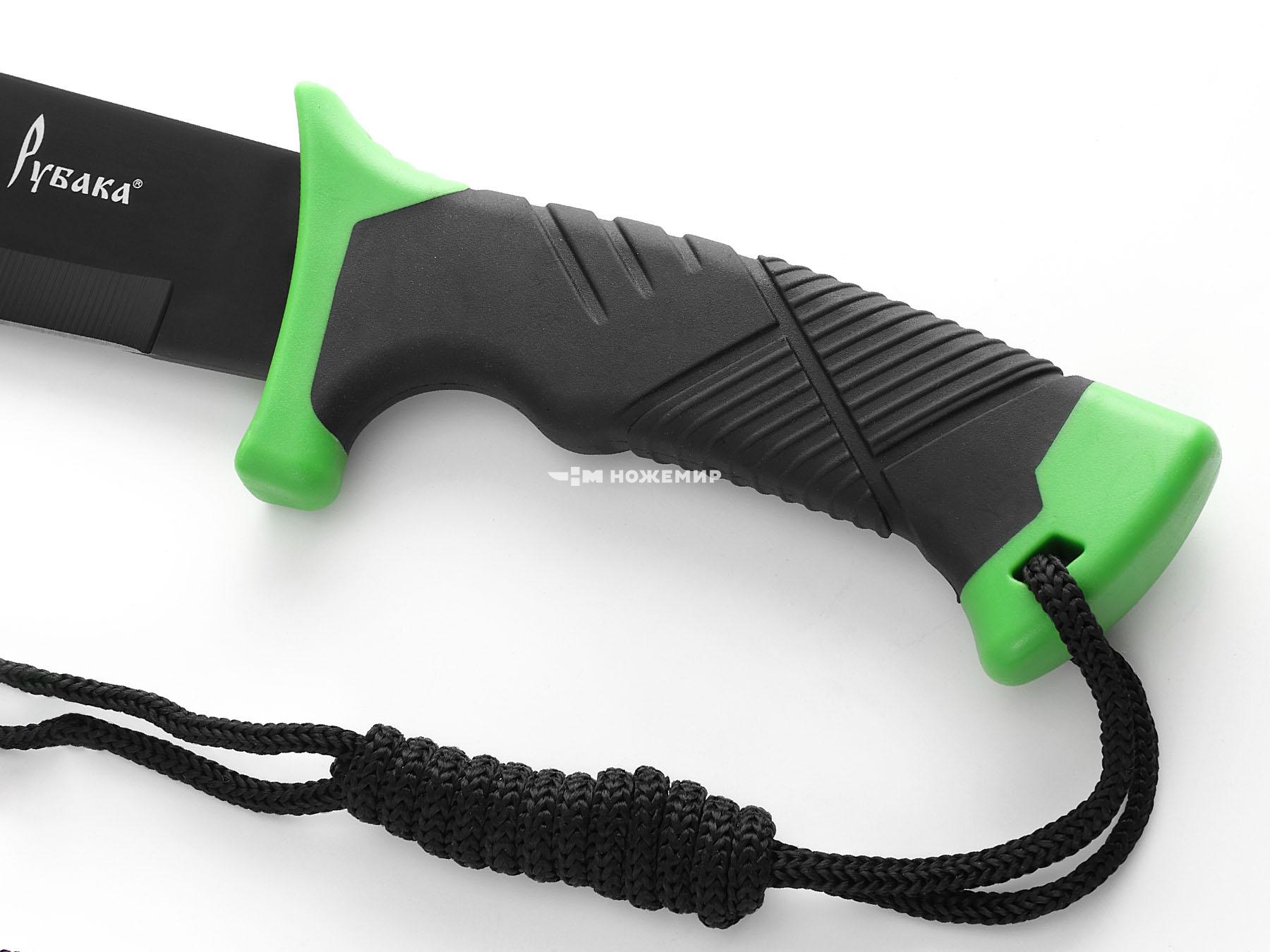Мачете туристический нож с черным клинком Рубака T146RUG с темляком и ножнами