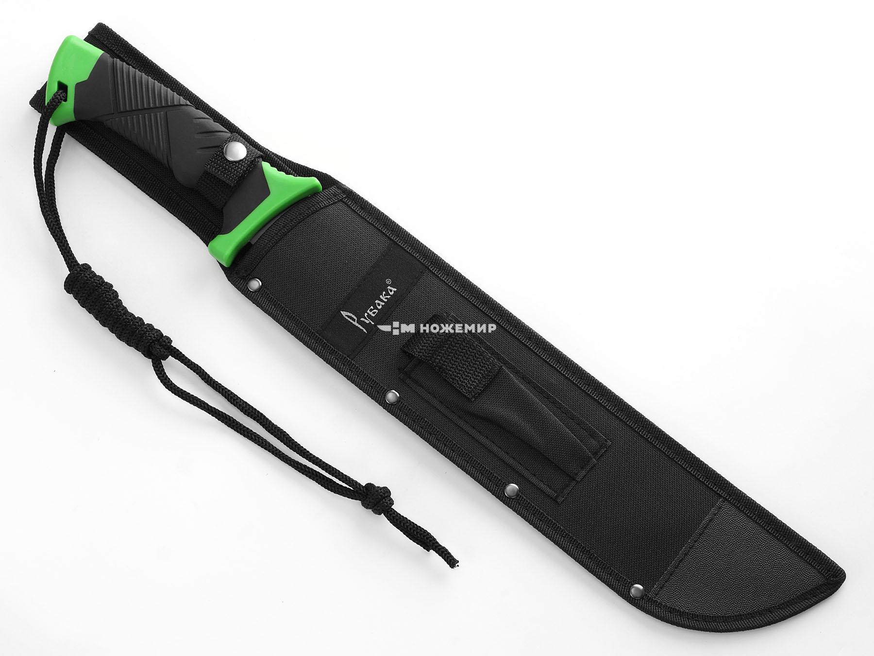 Мачете туристический нож с черным клинком Рубака T146RUG с темляком и ножнами