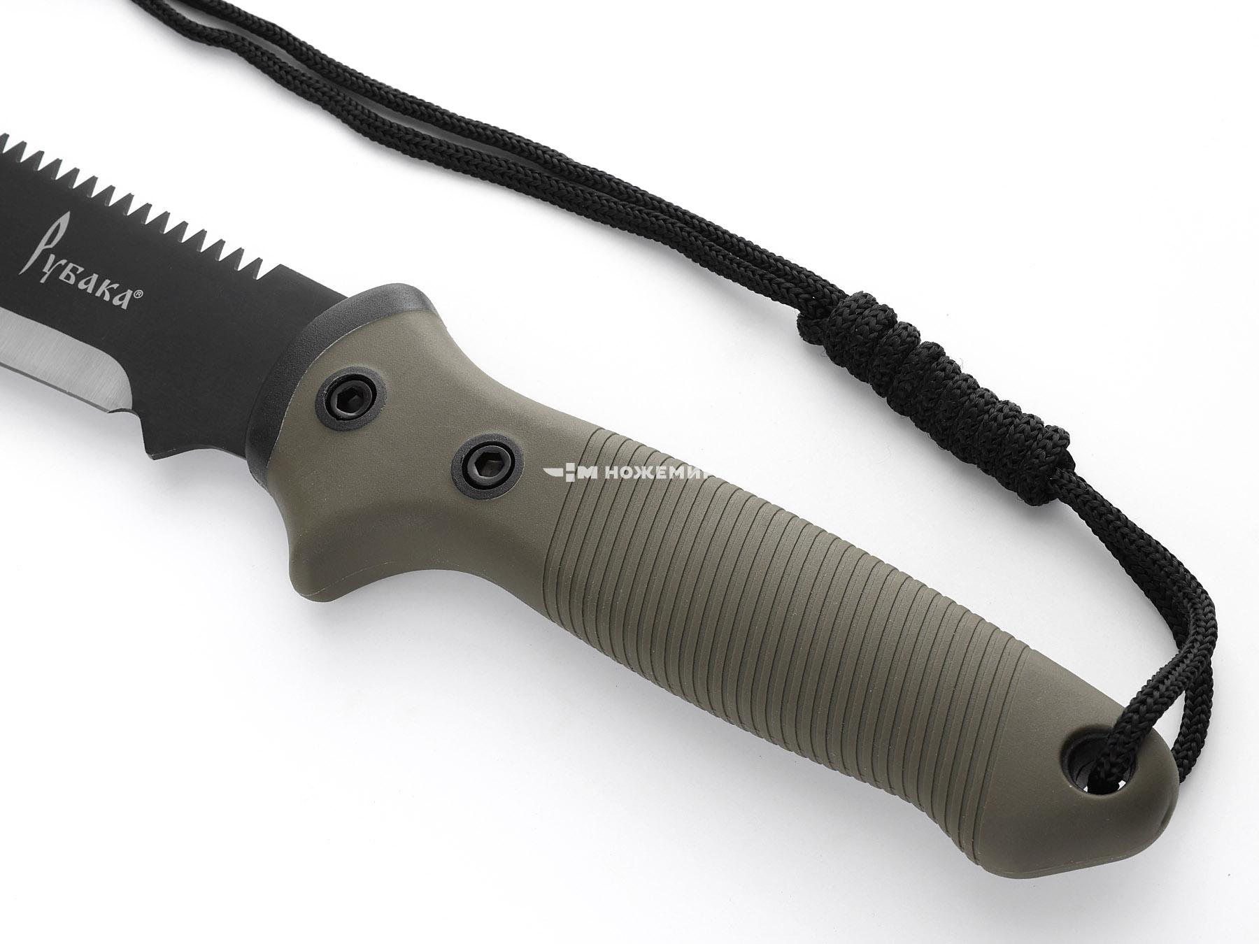 Мачете туристический нож с пилой на обухе Рубака T185STE с темляком и ножнами