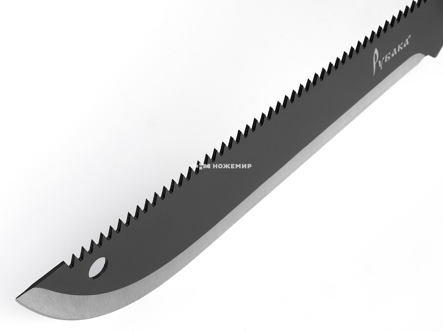 Мачете туристический нож с пилой на обухе Рубака T185STE с темляком и ножнами
