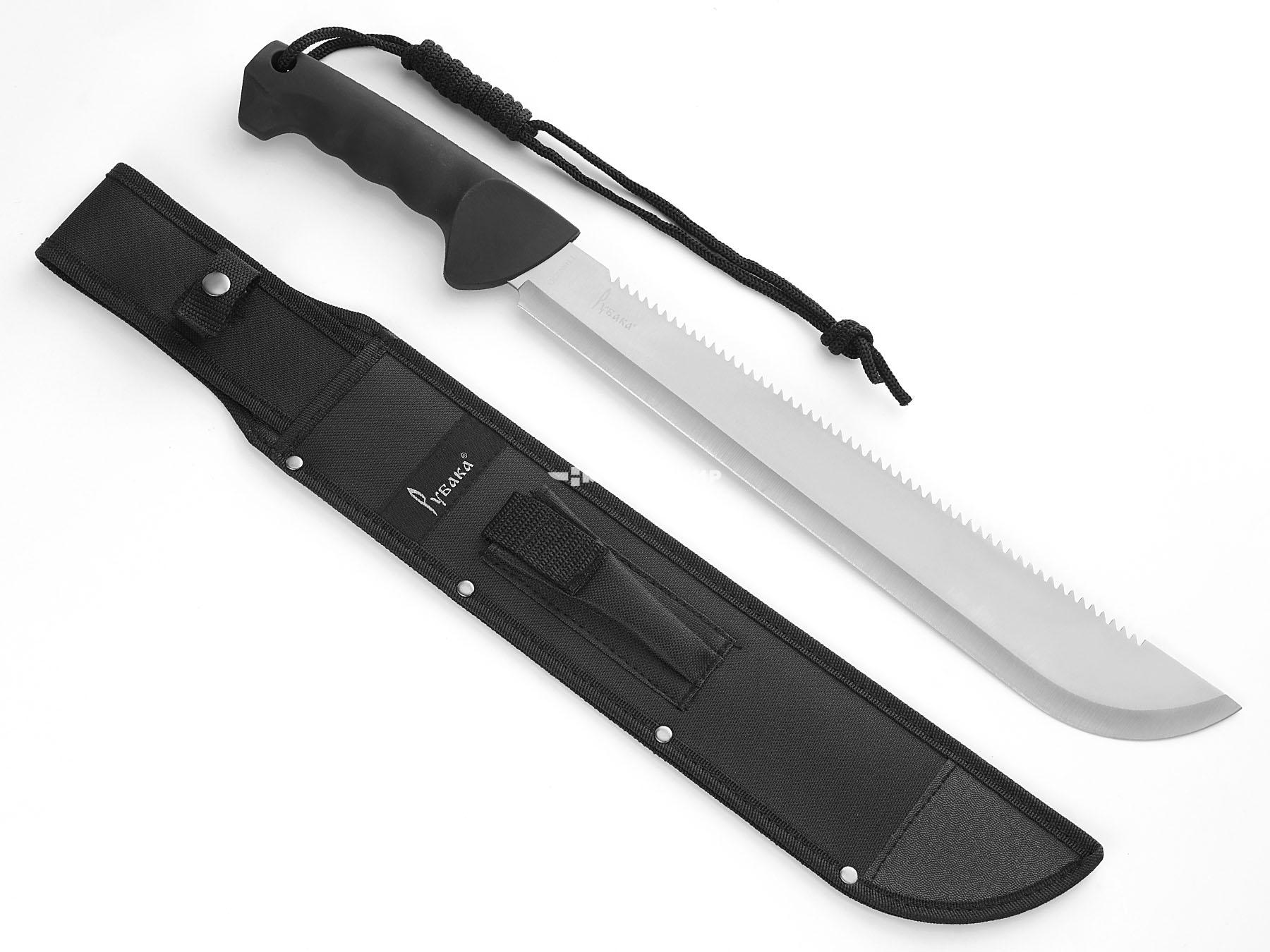 Мачете туристический нож большой с пилой на обухе Рубака T186SOG с темляком и ножнами