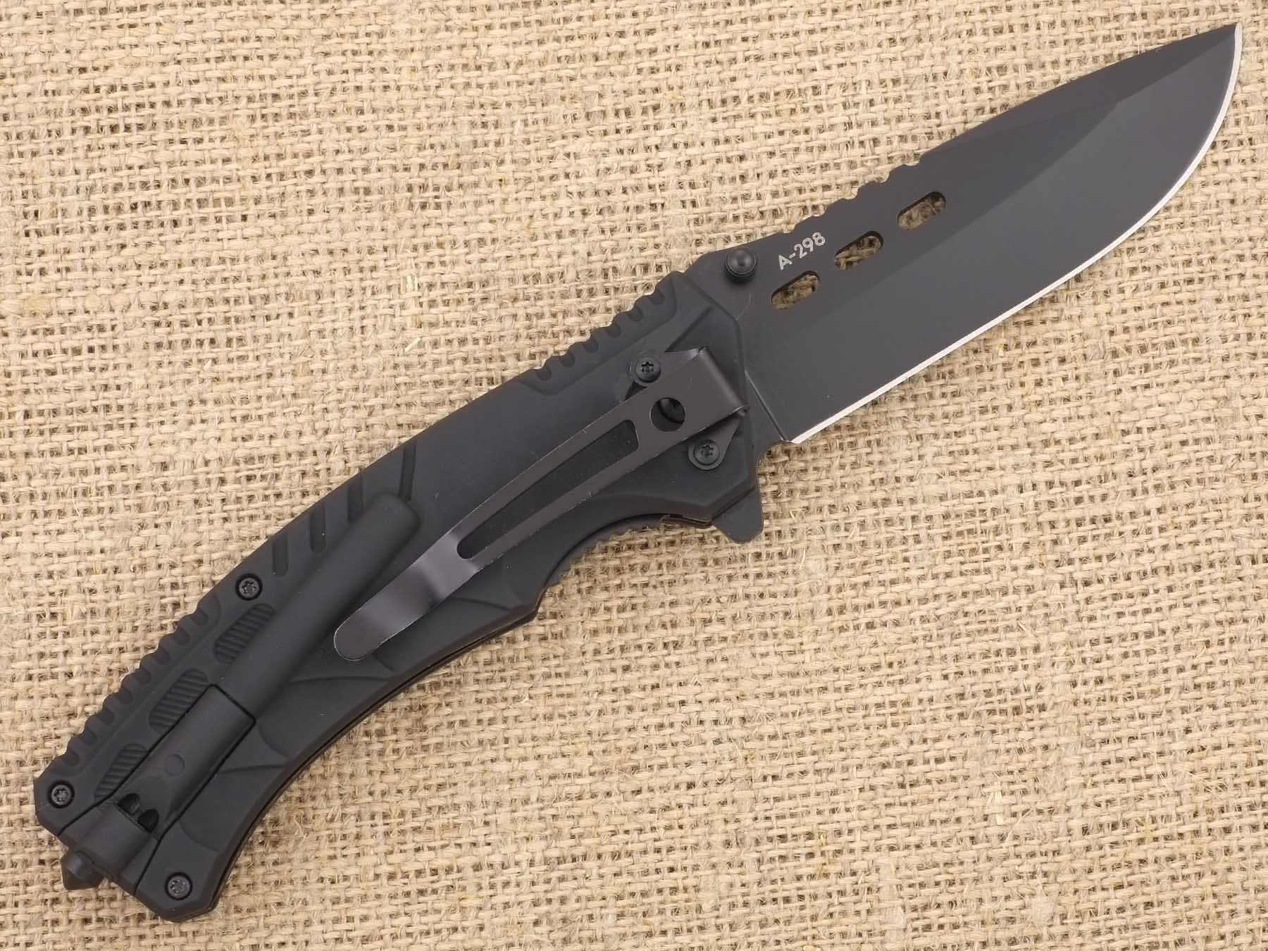 Нож складной автоматический Ножемир Чёткий расклад A-298 с огнивом и свистком