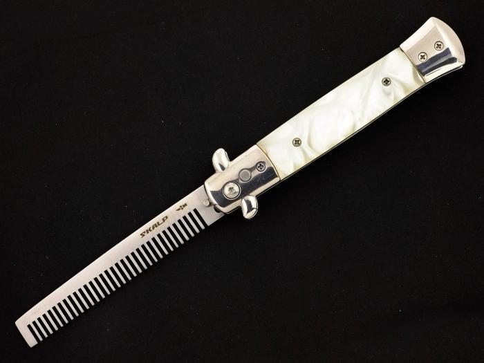 Нож тренировочный выкидной с клинком расческой Ножемир SKALP ABR-3