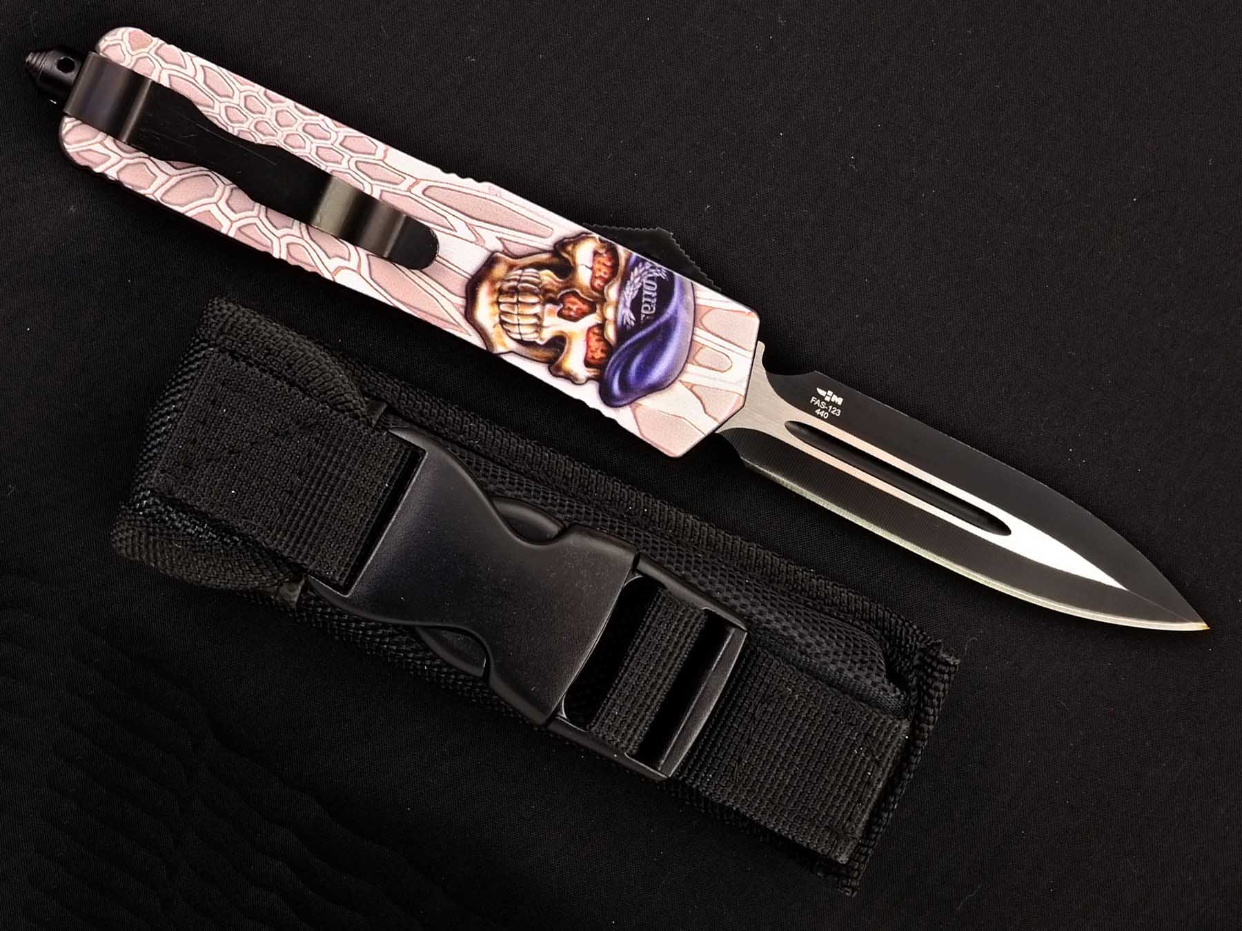 Нож фронтальный выкидной Ножемир NOBODY EXCEPT US DIVISION MACHINE FAS-123