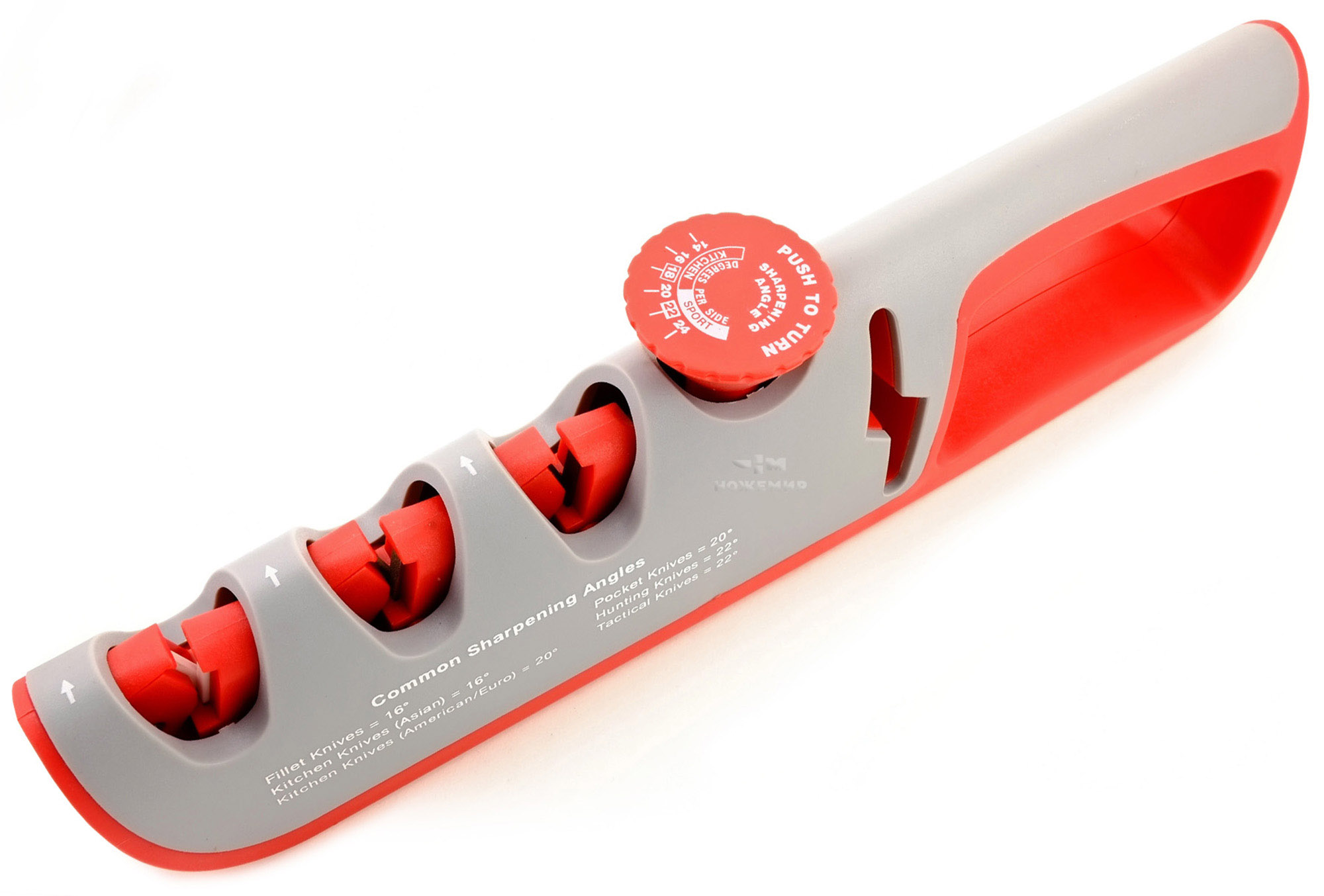 Точилка универсальная для ножей и ножниц Ножемир LAN-3 красная серая