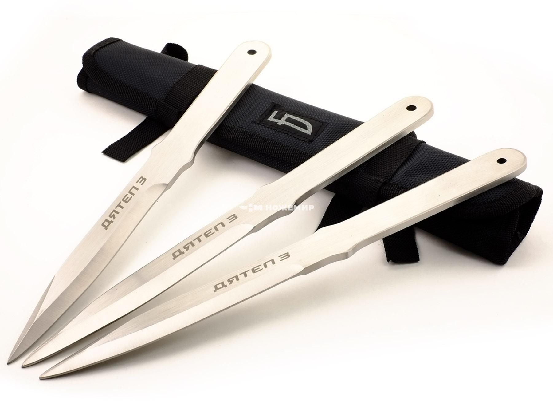 Набор ножей 3 шт без заточки для спортивного метания Баланс ДЯТЕЛ 3 M-138DYT в чехле
