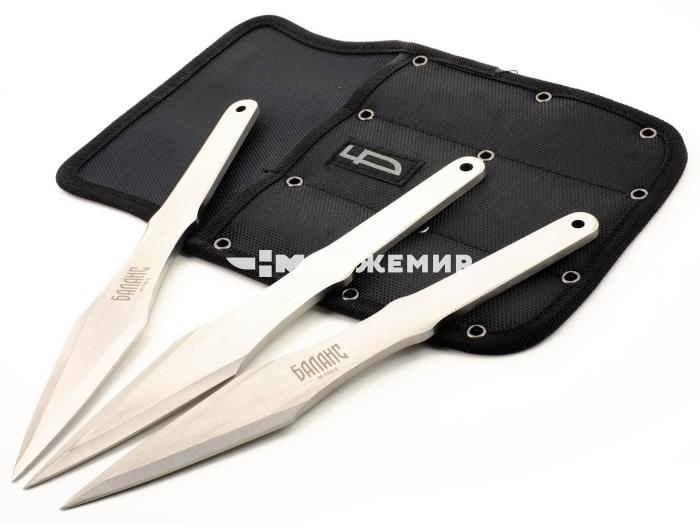 Набор ножей 3 шт без заточки для спортивного метания Баланс M-140-0 в чехле на ремень