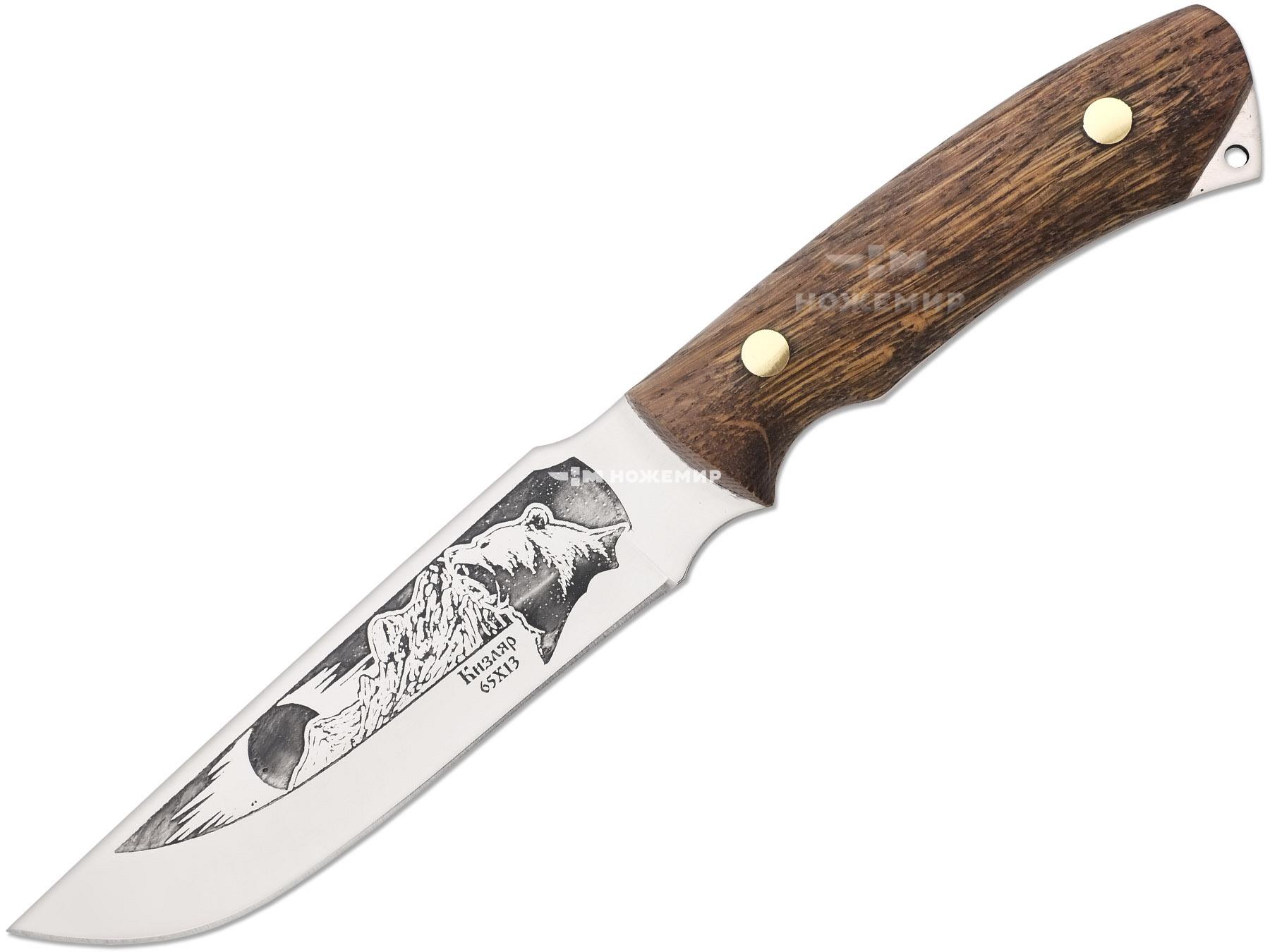 Нож нескладной нержавеющая сталь Кизляр ОХОТНИК2-ЦМ (6342) с кожаными ножнами
