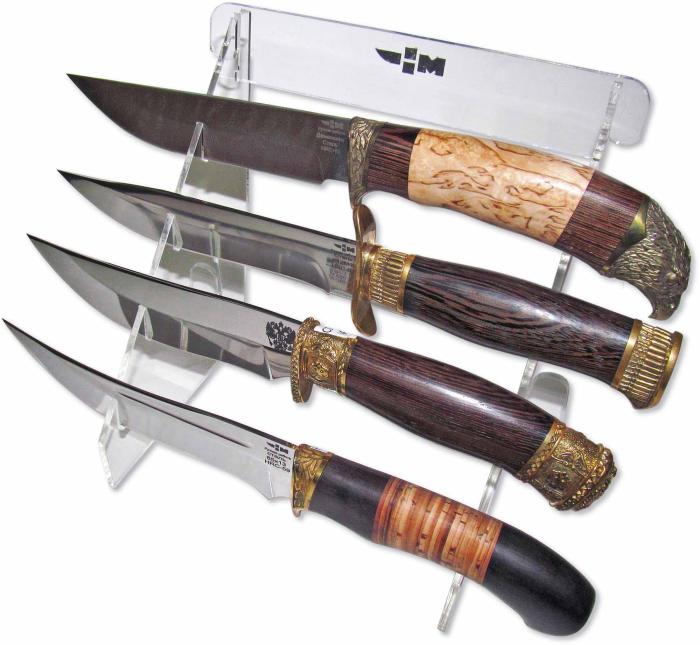 Подставка из оргстекла для 4 ножей Ножемир полка(4)