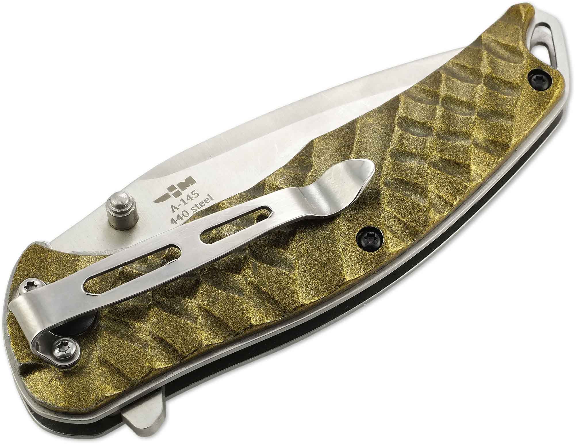 Нож полуавтоматический с металлической рукоятью и клипсой Чёткий расклад Beetle A-145